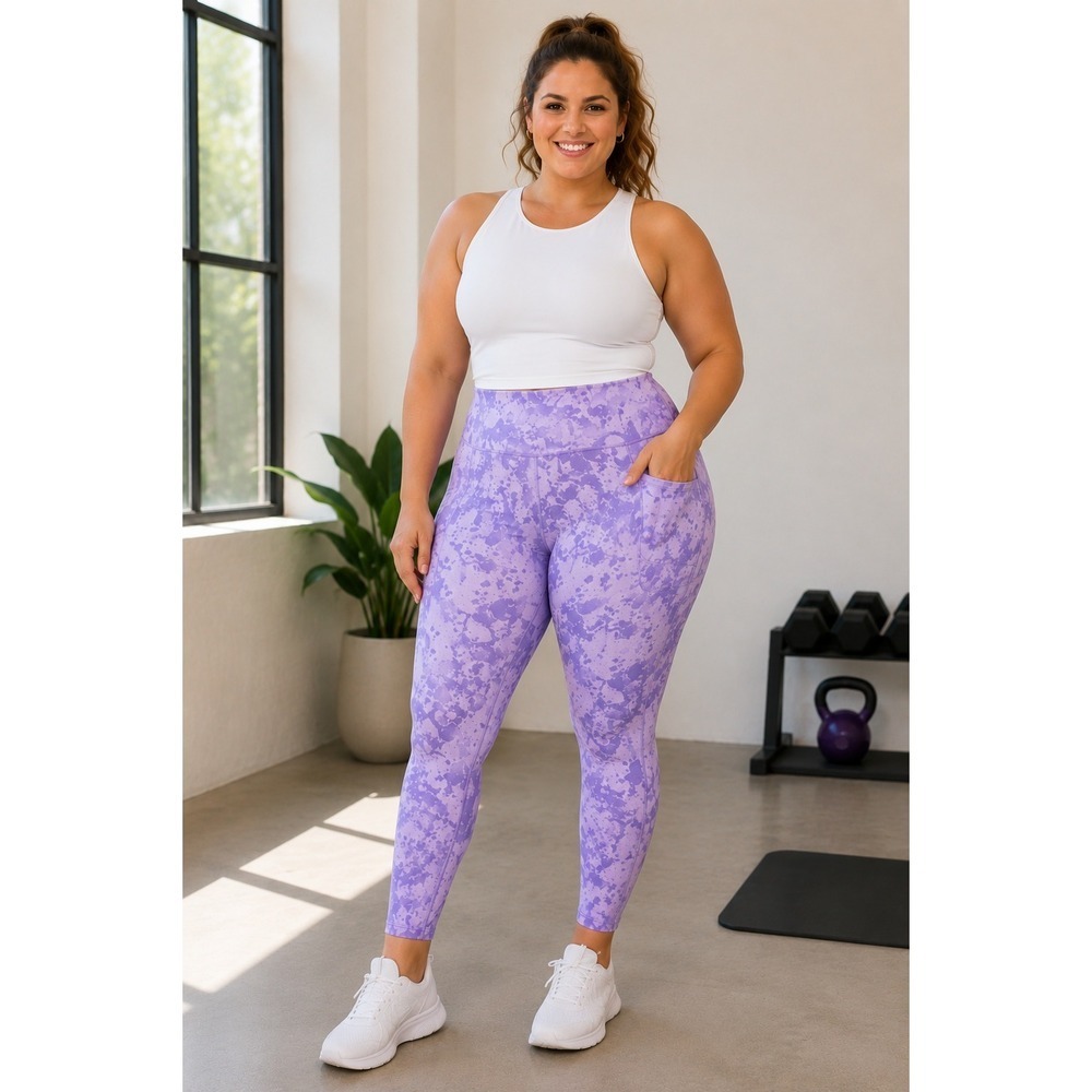 Under Armour Leggings 1X NWT Purple Marble High Rise Pocket Ankle Plus Size